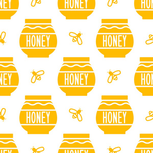 蜂蜜和蜜蜂。无缝矢量模式