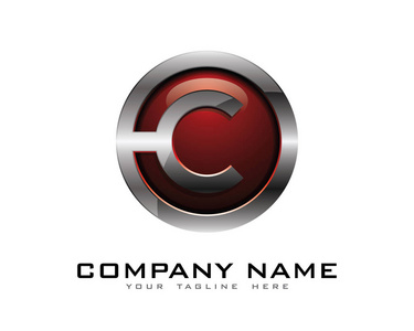 字母 c 3d Chrome 圆圈徽标设计模板