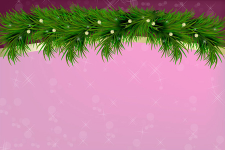 背景与向量的圣诞树分支和空间的文本。逼真的冷杉树边框, 在闪闪发光的背景上的圣诞贺卡, 横幅, 传单, 党海报的框架