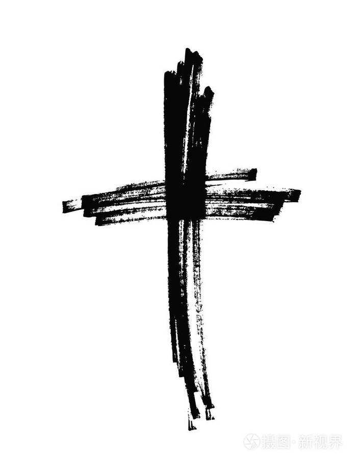 手画十字架.向量十字架.十字架是用刷子做的.