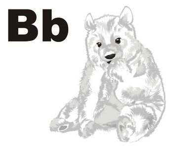 北极熊和黑色字母 b