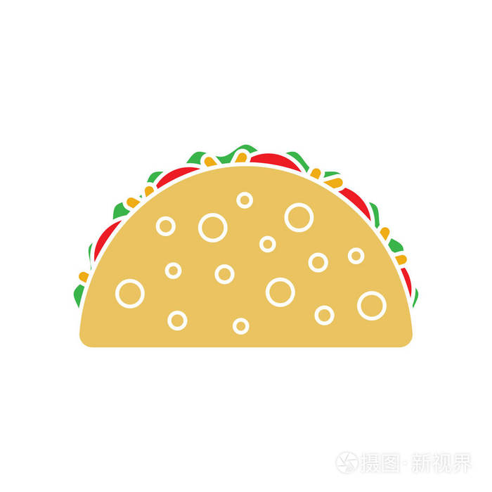 摄图新视界 插画 饮食 在平面样式的 taco 矢量图.塔可墨西哥食物.