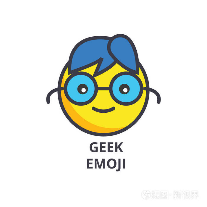 怪胎 emoji 表情矢量线图标, 符号, 背景插图, 可编辑笔画