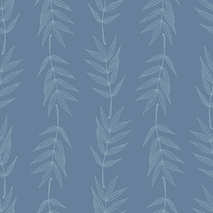 蓝色复古色的山灰叶垂直条纹无缝模式