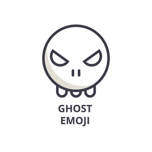 幽灵 emoji 表情矢量线图标, 符号, 背景插图, 可编辑笔画