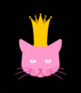 猫公主。皇家宠物在皇冠上。矢量插图