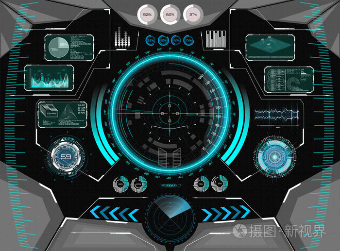 科幻未来发光显示器vr向量