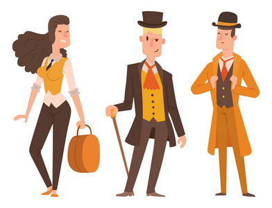 老式维多利亚卡通绅士复古人的矢量.