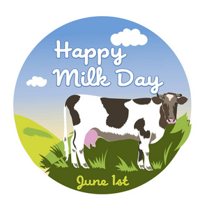 世界牛奶日明信片海报或横幅