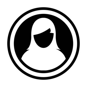 头像图标矢量女性人物符号圆圈用户配置文件头像标志在平面颜色字形象形文字插图