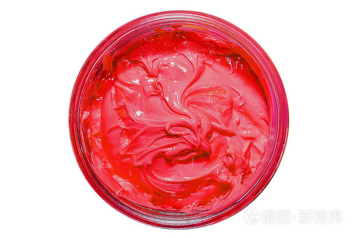 带有修剪路径的透明瓶子中的粉红色颜料