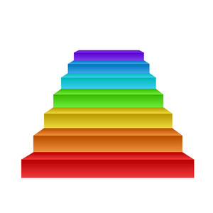 楼梯插画创意成长理念, 彩虹阶梯白色, 股票矢量插画照片