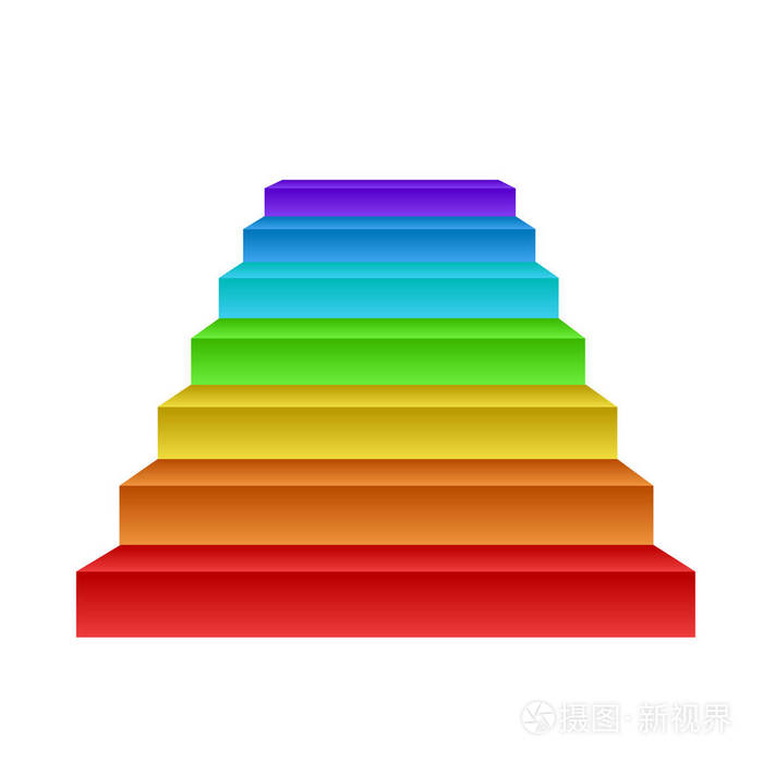 创意成长理念, 彩虹阶梯白色, 股票矢量插画