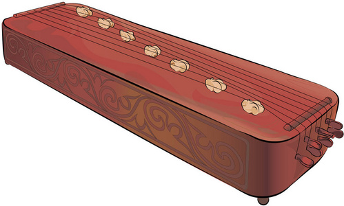 扬琴背景图手绘木哈萨克 zhetygen 音乐家仪器的矢量插画设计在白色