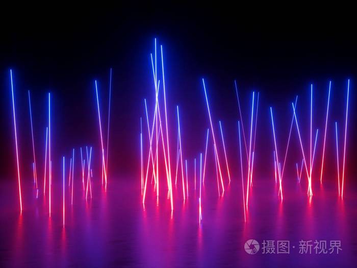 3d 渲染, 紫外线光谱, 霓虹灯, 激光显示, 夜总会, 混沌发光线, 抽象
