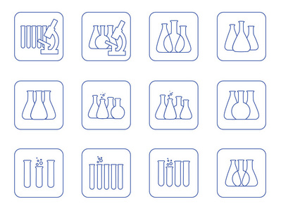 化学实验室图标的向量图示集