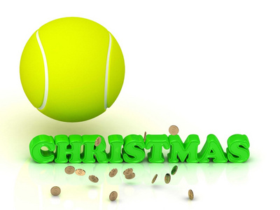 圣诞节明亮绿色字母 网球 黄金货币