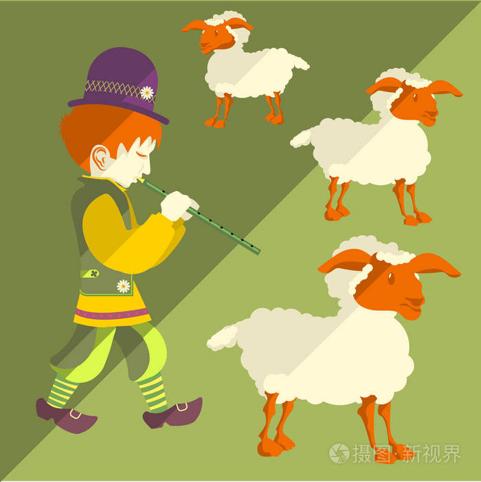 聪明的牧羊人插画图片
