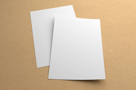 空白两个 3d 图传单样机上再生的纸背景