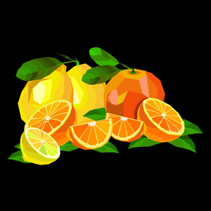 水果的集合。柠檬 粮食 水果 柑桔 橙 矢量 黄色 新鲜