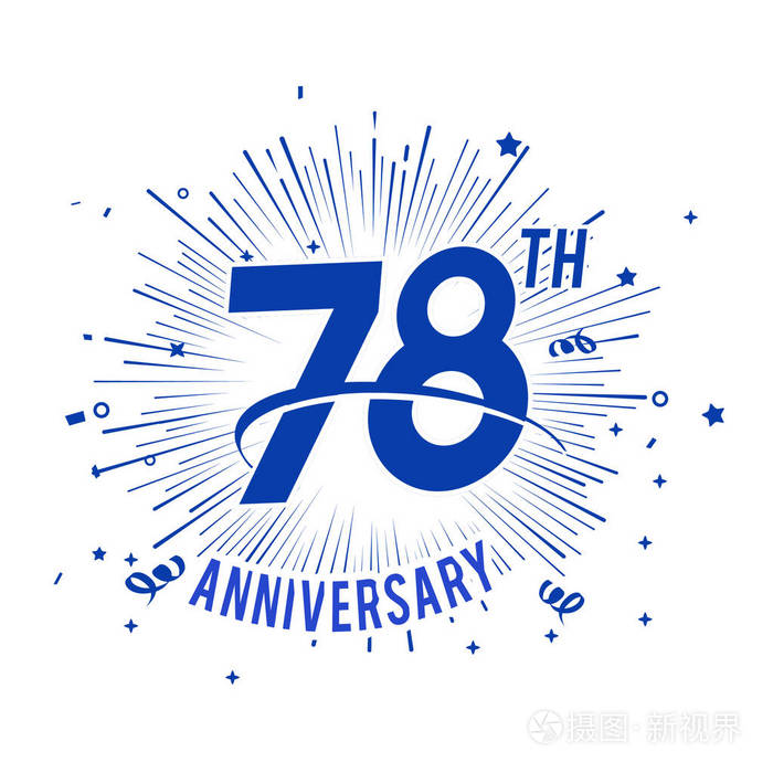 78年蓝色周年纪念标志与烟花