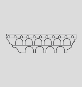 Pont Du Gard 固体矢量图