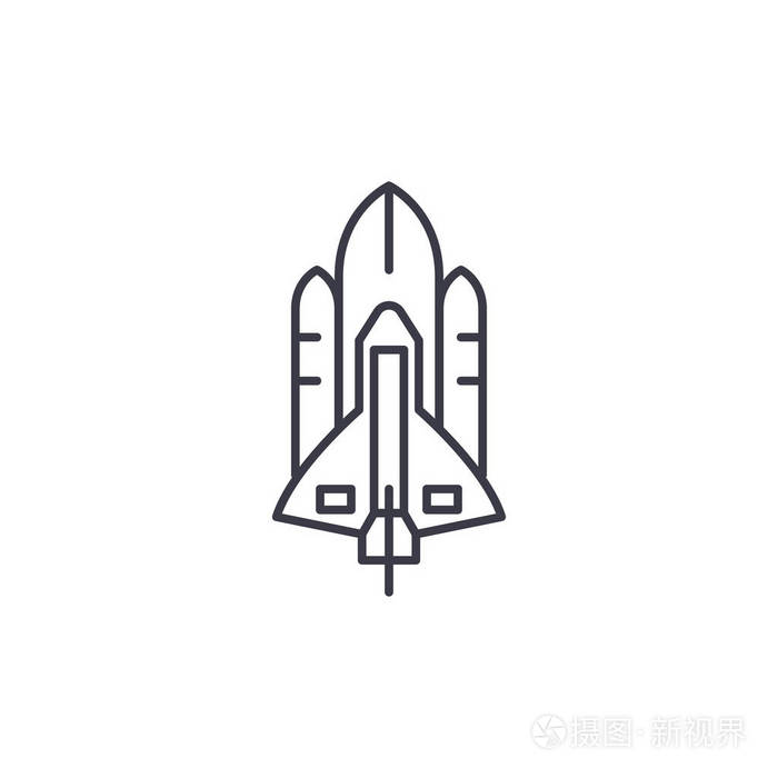 航天飞机线性图标概念.航天飞机线向量符号, 符号, 插图
