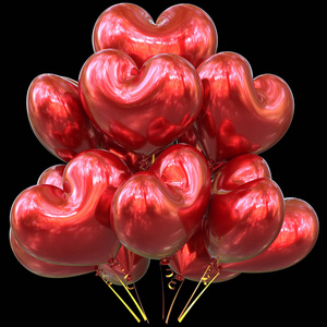 红党气球爱心形生日装饰闪亮