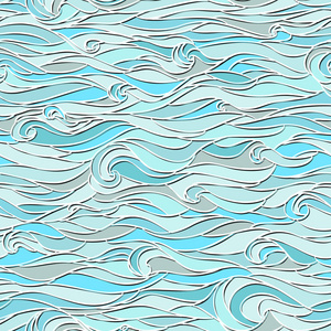 海浪无缝。矢量图。蓝色
