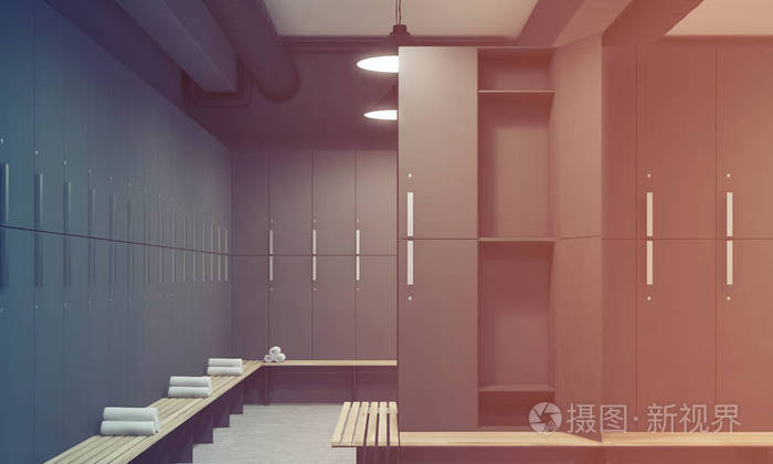 打开门色调灰色更衣室