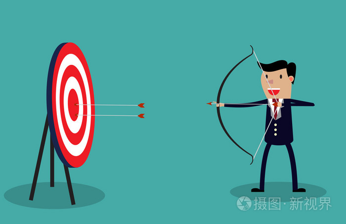 卡通商人用弓和箭