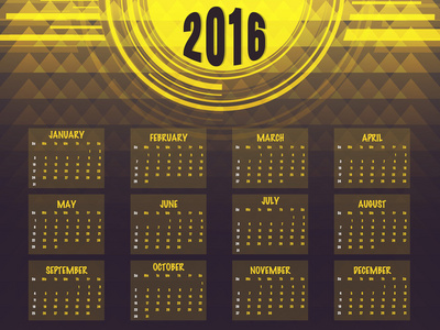 新年2016年年度日历。