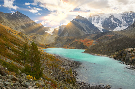 美丽的夏日风景，阿尔泰山俄罗斯