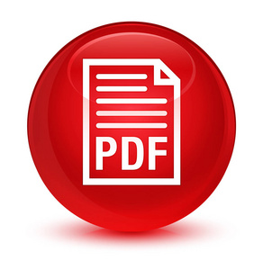 Pdf 文档图标玻红色圆形按钮