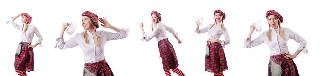 苏格兰传统概念与身穿苏格兰短裙的人