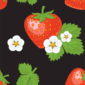 草莓图案。矢量无缝纹理