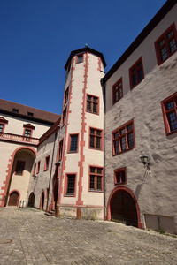 详细的玛利恩城堡在维尔茨堡，巴伐利亚，德国