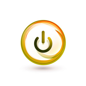 电视机关机效果玻璃透明效果电源启动按钮, 关闭图标, 矢量 ui 或应用