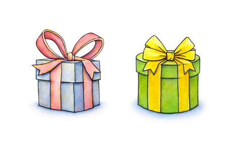 水彩礼品盒图片-水彩礼品盒素材-水彩礼品盒插画-摄图新视界