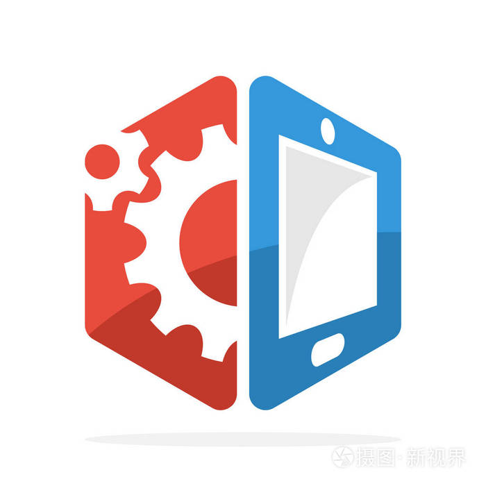 矢量插图图标与智能手机的工作原理
