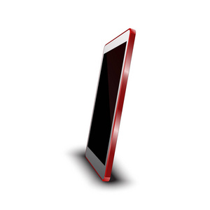 现代红色智能手机3d 白色背景白屏