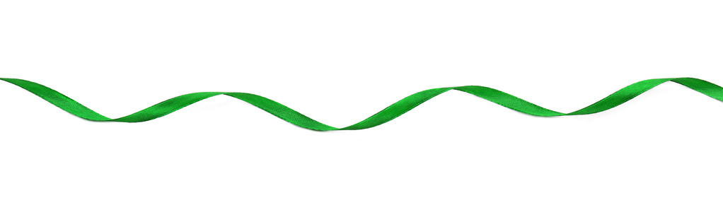 绿丝带,白色上孤立照片