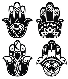 hamsa 手,法蒂玛的手-护身符照片