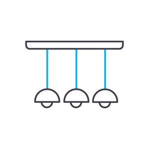 厨房灯线形图标概念。厨房灯线矢量符号, 符号, 插图