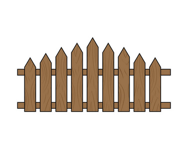 木栅栏。在白色背景上隔离的简单设计