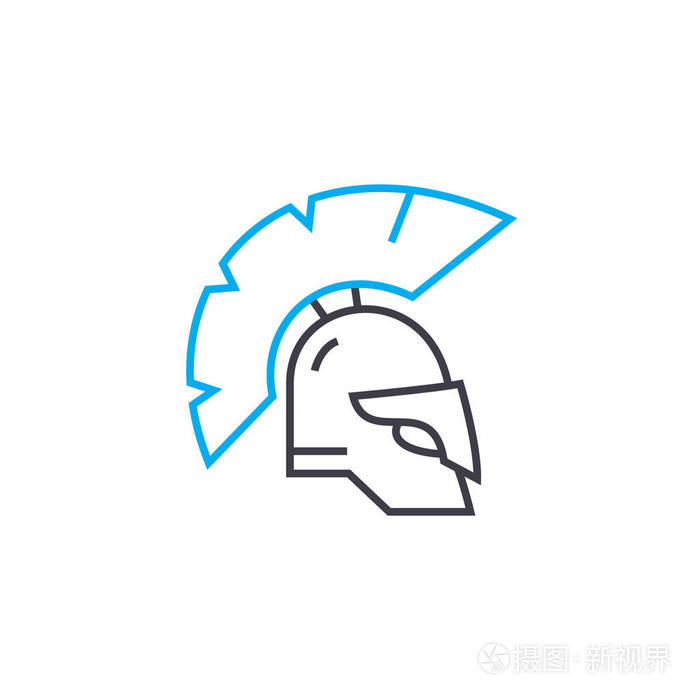 骑士盔甲线性图标概念.骑士盔甲线矢量符号, 符号, 插图
