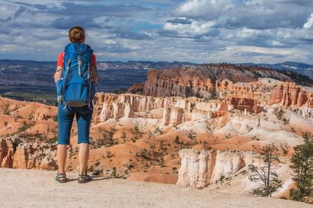 徒步旅行者访问在美国犹他州布莱斯峡谷国家公园
