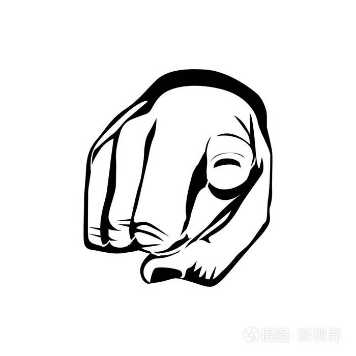 指着前面的黑色剪影手插画-正版商用图片0obq7h-摄图新视界