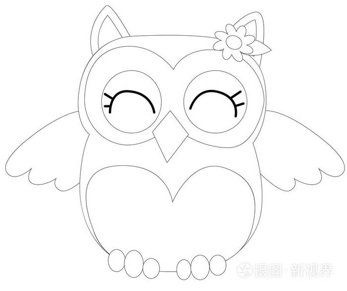 成人和年长儿童着色书.着色页与可爱的猫头鹰