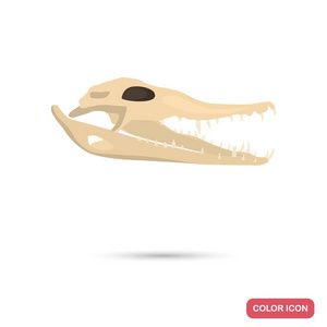 针对 web 和移动设计 Aligator 头骨颜色平面图标